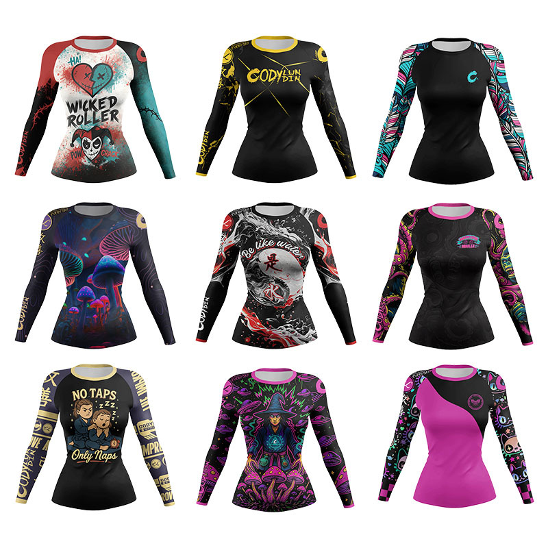 Yoga Fitness Jiu Jitsu - Kadın MMA Sıkıştırma Spor T-shirt Jiu