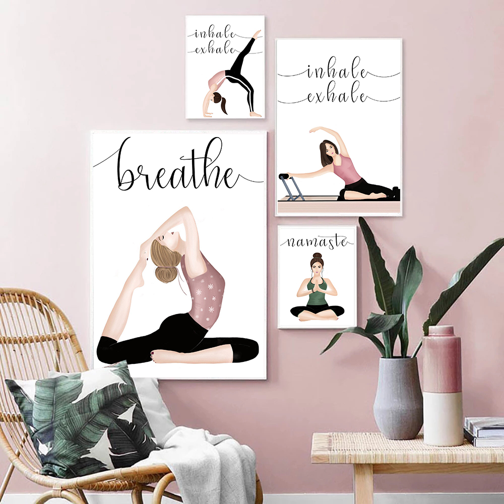 Yoga Fitness Quotes - Nefes Nefes Alınmış Yoga Posteri Tuval